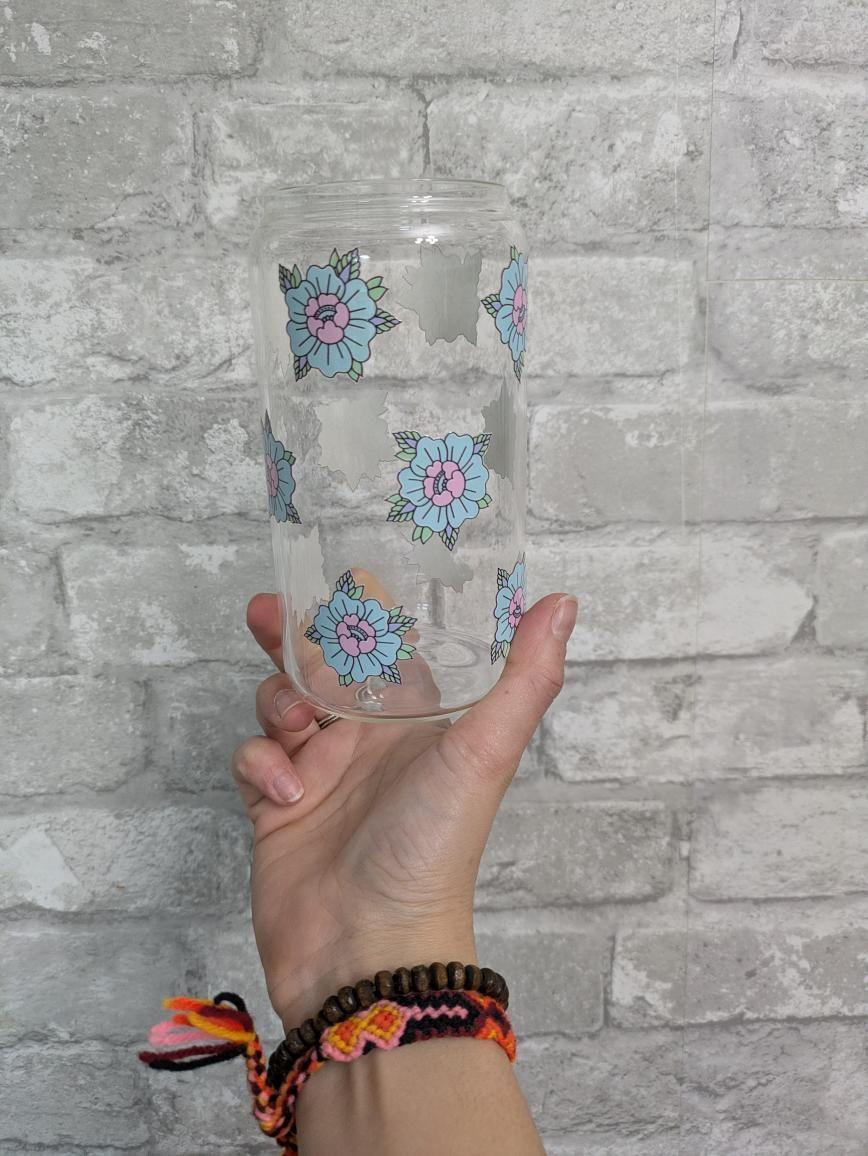 🩵Verre à café "Fleurs bleues"🩵
