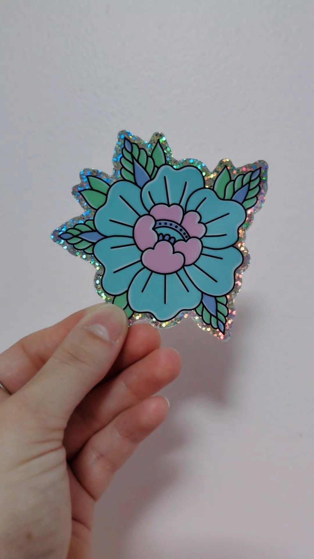 🩵Autocollant "fleur bleue"🩵