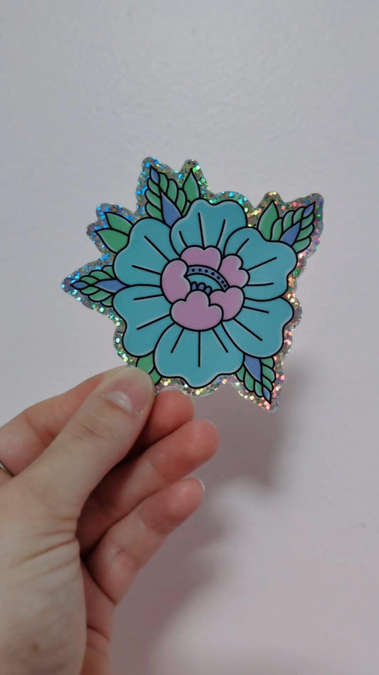 🩵Autocollant "fleur bleue"🩵