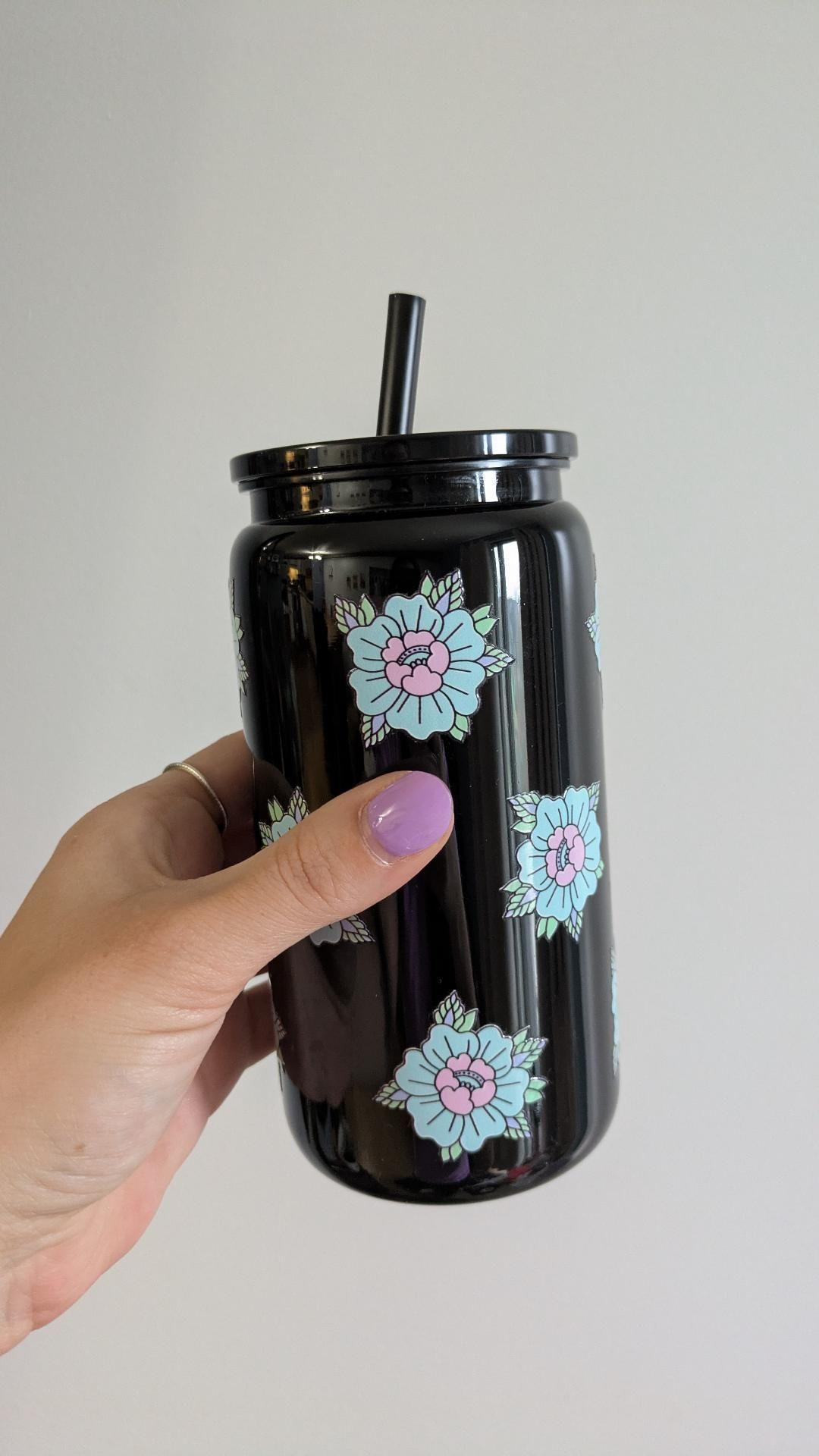 🩵Verre à café "Fleurs bleues"🩵